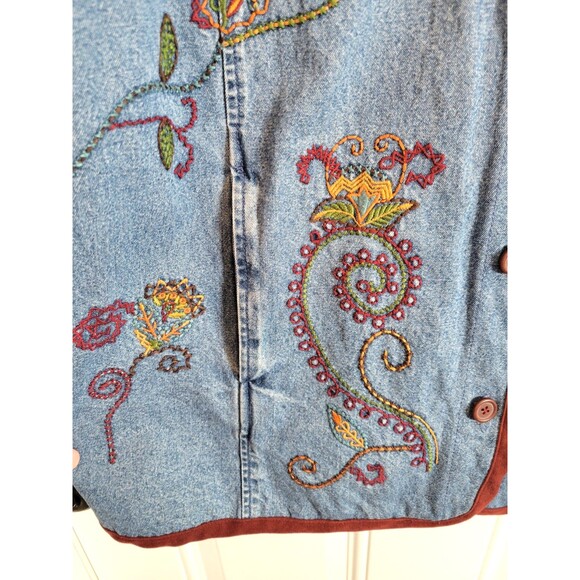 Denim & Co Plus Size Embroidered Denim Jacket Size 1X - Picture 5 of 6